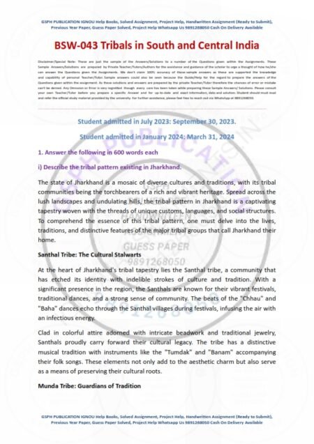 IGNOU BSW-043 Solved Assignment 2023-24 English Medium