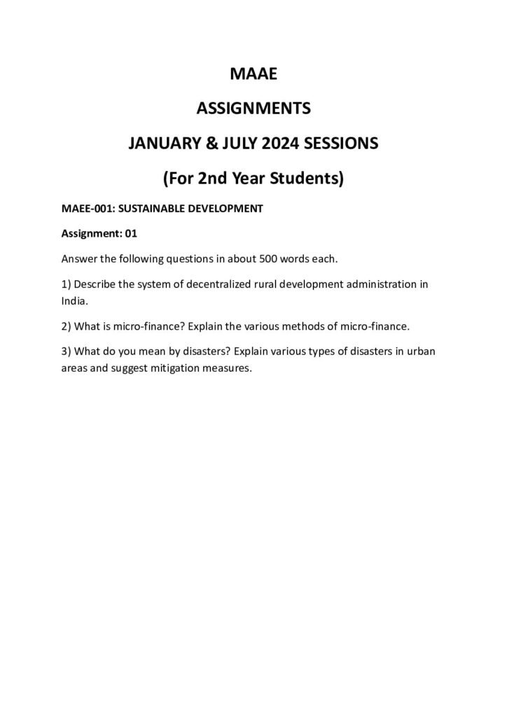IGNOU MAEE-1 Solved Assignment 2024 English Medium