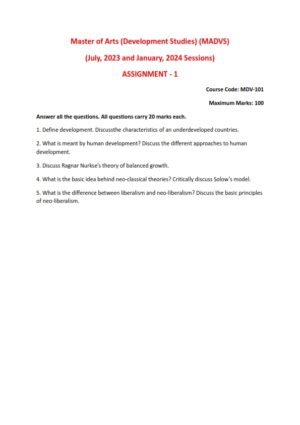 IGNOU MDV-101 Solved Assignment 2023-24 English Medium
