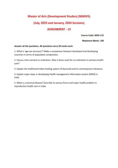 IGNOU MDV-115 Solved Assignment 2023-24 English Medium