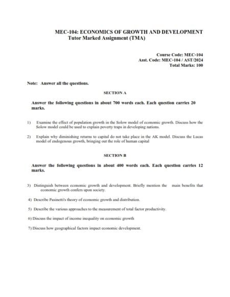 IGNOU MEC-104 Solved Assignment 2024 English Medium