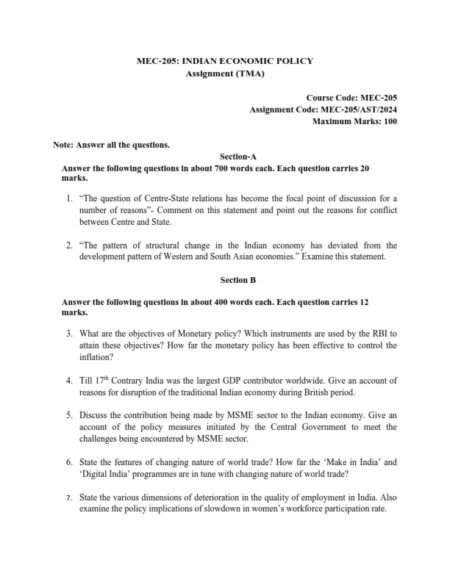 IGNOU MEC-205 Solved Assignment 2024 English Medium