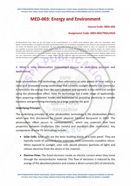 IGNOU MED-03 Solved Assignment 2024 English Medium