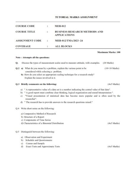 IGNOU MER-012 Solved Assignment 2023-24 English Medium