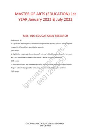 IGNOU MES-16 Solved Assignment 2023 English Medium