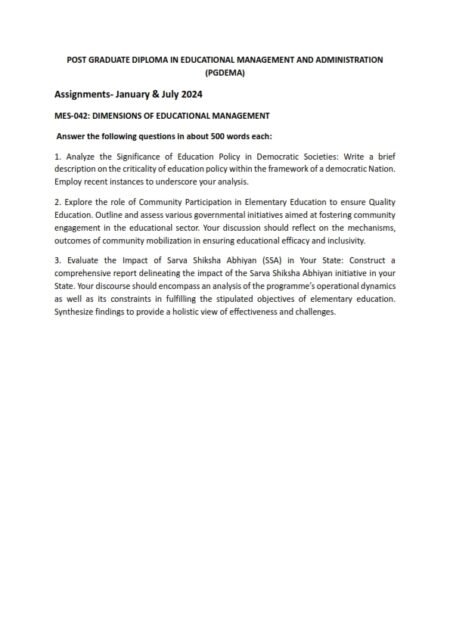 IGNOU MES-042 Solved Assignment 2024 English Medium