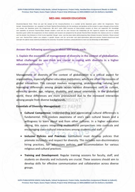 IGNOU MES-046 Solved Assignment 2024 English Medium