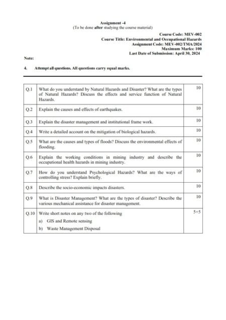 IGNOU MEV-02 Solved Assignment Jan 2024 English Medium