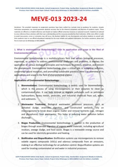 IGNOU MEVE-013 Solved Assignment Jan 2023-July 2024 English Medium
