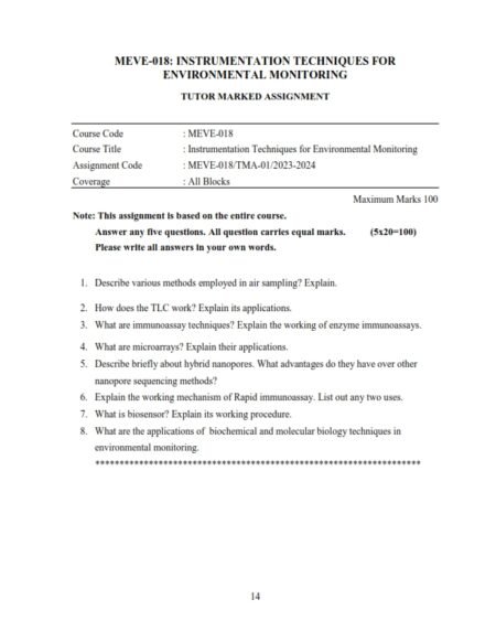 IGNOU MEVE-018 Solved Assignment Jan 2023-July 2024 English Medium