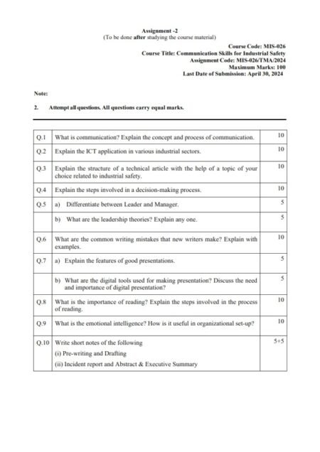 IGNOU MIS-026 Solved Assignment Jan 2024 English Medium