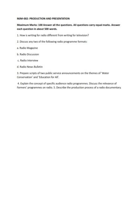 IGNOU MJM-02 Solved Assignment January & July 2023 English Medium