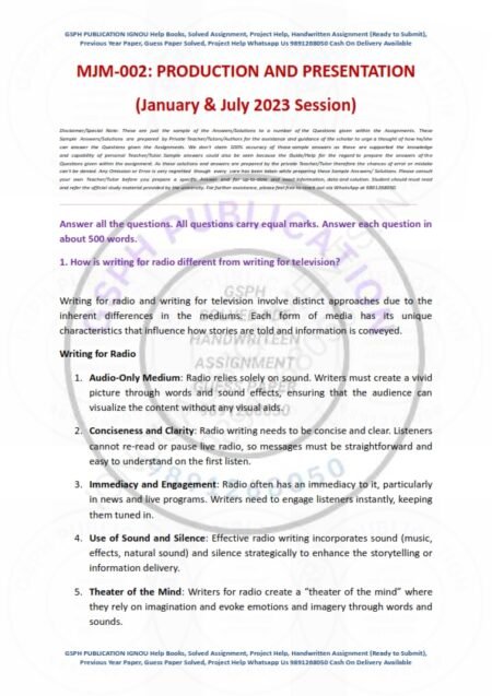 IGNOU MJM-02 Solved Assignment January & July 2023 English Medium - Image 2
