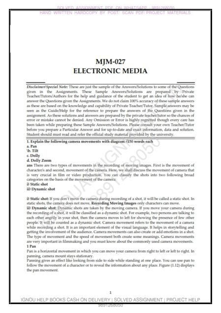 IGNOU MJM-027 Solved Assignment July 2023 English Medium