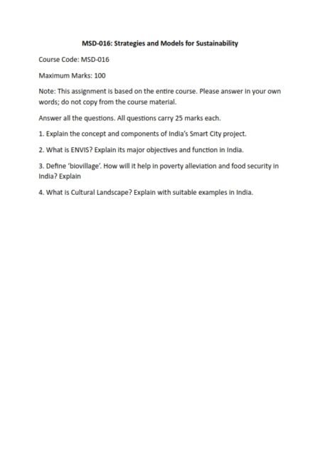 IGNOU MSD-016 Solved Assignment 2023 English Medium