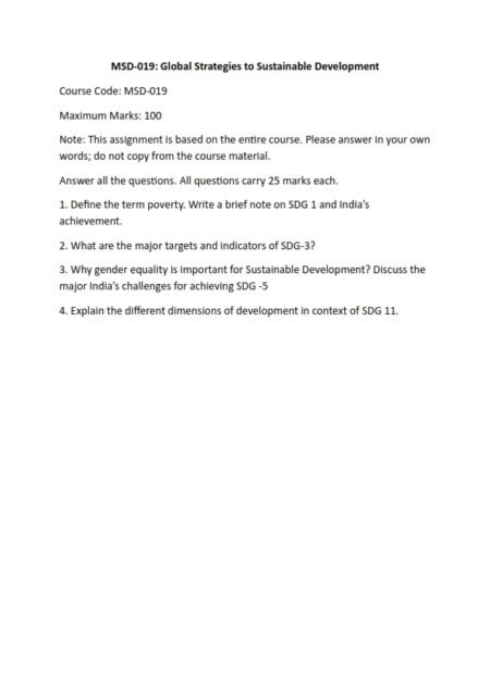 IGNOU MSD-019 Solved Assignment 2023 English Medium