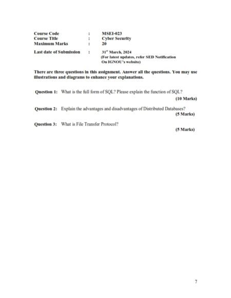 IGNOU MSEI-023 Solved Assignment Jan 2024 English Medium