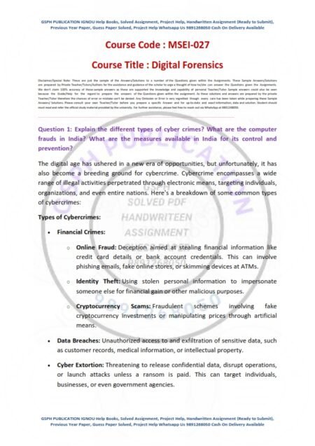 IGNOU MSEI-027 Solved Assignment Jan 2024 English Medium