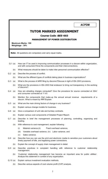 IGNOU BEE-003 Solved Assignment JAN & JULY 2024 English Medium