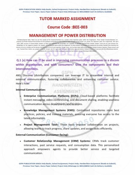 IGNOU BEE-003 Solved Assignment JAN & JULY 2024 English Medium