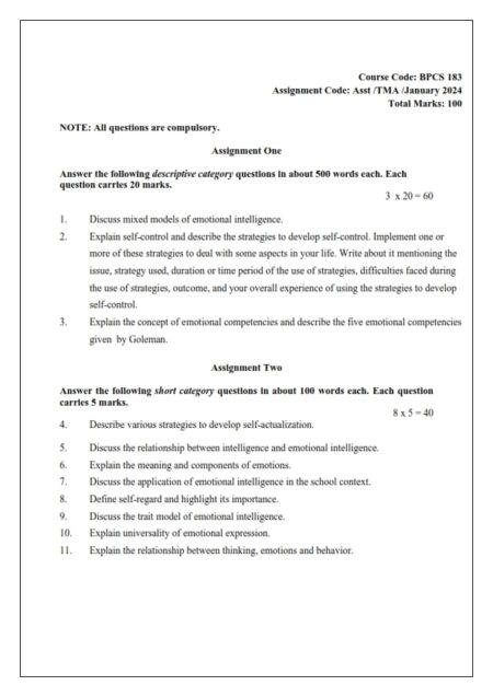 IGNOU BPCS-183 Solved Assignment January 2024 English Medium