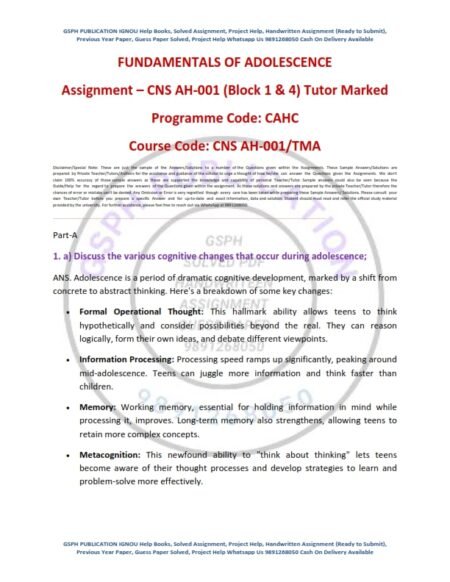 IGNOU CNS AH-001 Solved Assignment January 2024 English Medium