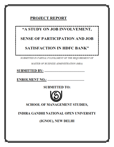 IGNOU MMPP-1 Project Sample-9(MBA HR)(A Study On Job Involvement Sense Of Participation And Job Satisfaction In Hdfc Bank) - Image 2