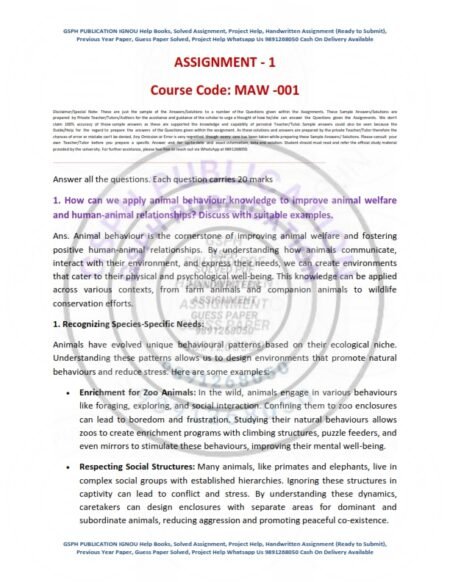 IGNOU MAW-001 Solved Assignment 2023-24 English Medium