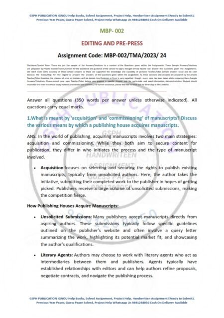 IGNOU MBP-002 Solved Assignment 2023-24 English Medium