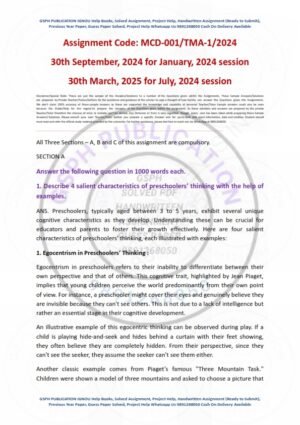 IGNOU MCD-001 Solved Assignment Jan & July 2024 English Medium