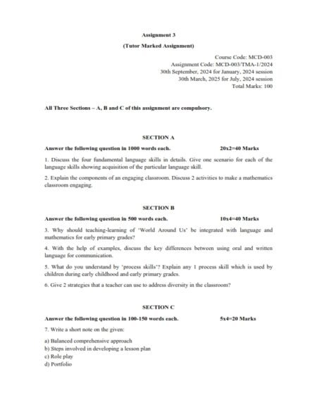 IGNOU MCD-003 Solved Assignment Jan & July 2024 English Medium