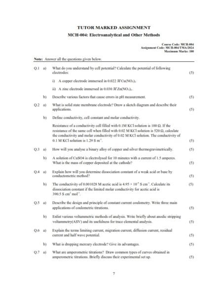 IGNOU MCH-004 Solved Assignment 2024 English Medium