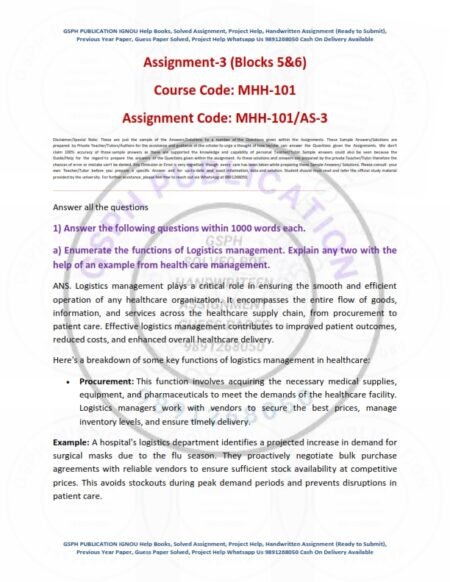 IGNOU MHH-101 AS-3 Solved Assignment 2024 English Medium