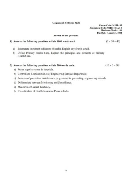 IGNOU MHH-103 AS-8 Solved Assignment 2024 English Medium
