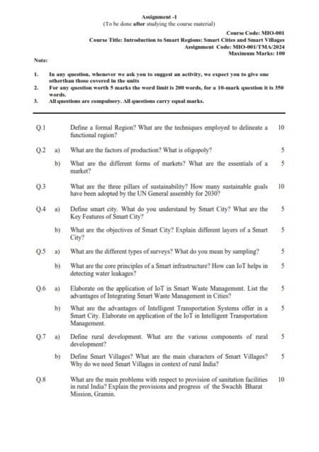 IGNOU MIO-001 Solved Assignment July 2024 English Medium