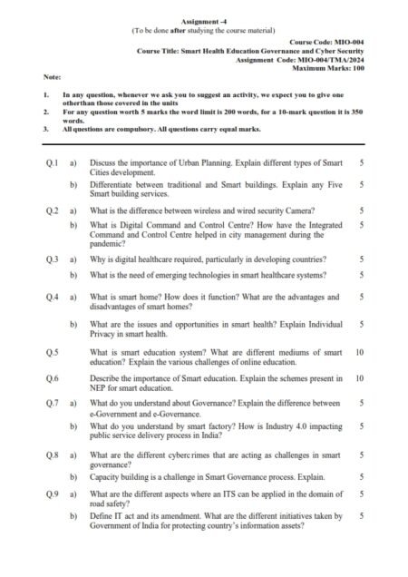 IGNOU MIO-004 Solved Assignment July 2024 English Medium
