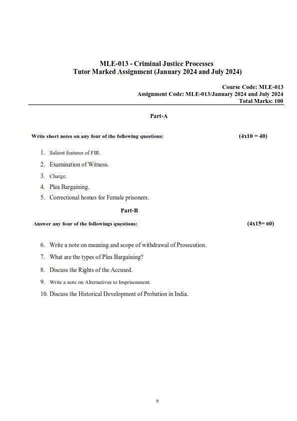 IGNOU MLE-013 Solved Assignment Jan & July 2024 English Medium