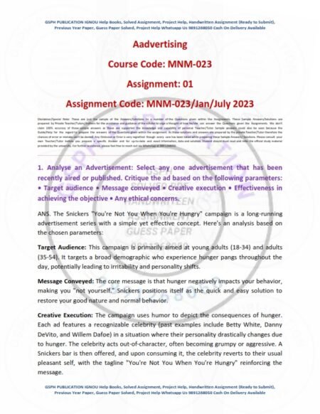 IGNOU MNM-023 Solved Assignment Jan & July-2023 English Medium