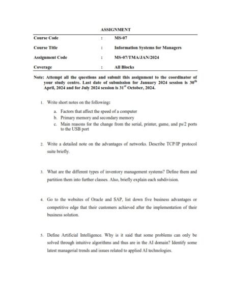 IGNOU MS-07 Solved Assignment JAN & JULY 2024 English Medium