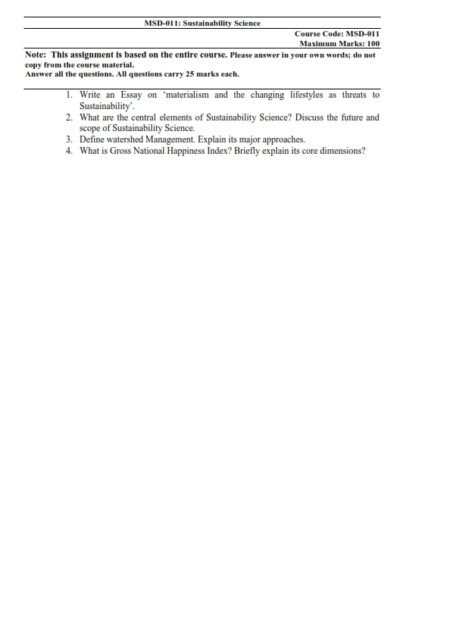 IGNOU MSD-011 Solved Assignment 2024 English Medium