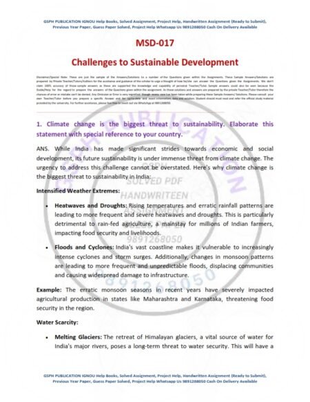 IGNOU MSD-017 Solved Assignment 2024 English Medium