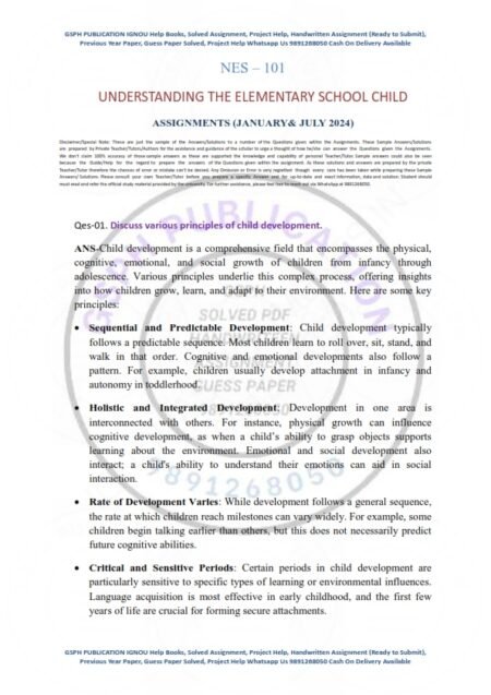 IGNOU NES-101 Solved Assignment Jan & July 2024 English Medium
