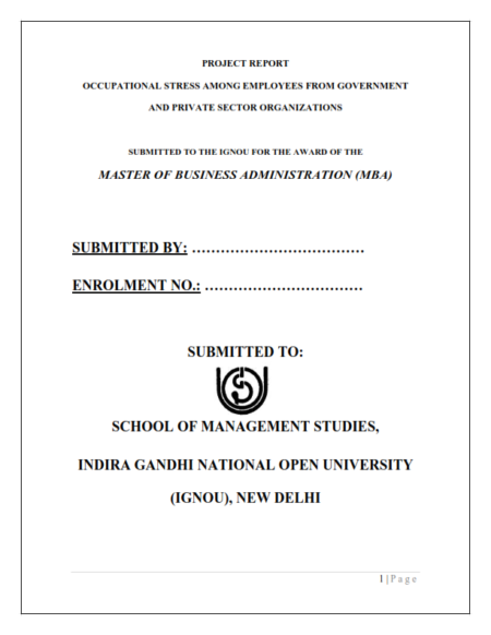 IGNOU MMPP-1 Project Sample-10(MBA HR)(Occupational Stress Among ...