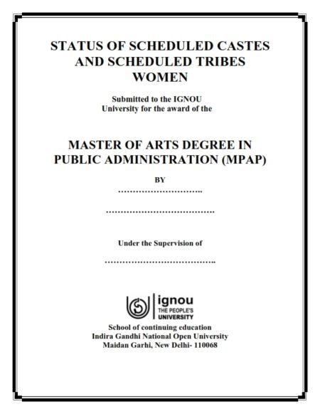 IGNOU MPAP-2 Project Sample-3(MPA)(Status Of Scheduled Castes And Scheduled Tribes Women) - Image 2