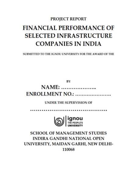 Ignou Mmpp Project Sample Mba Finance Financial Performance Of