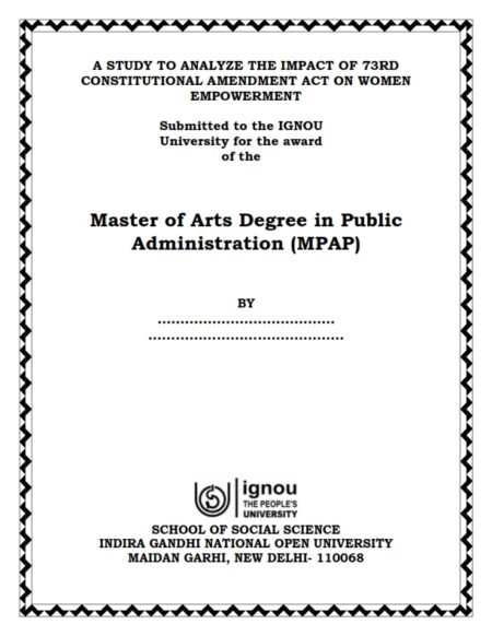 IGNOU MPAP-2 Project Sample-5(A Study To Analyze The Impact Of 73rd Constitutional Amendment Act On Women Empowerment) - Image 2