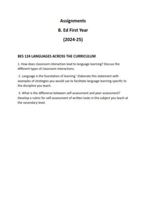 IGNOU BES-124 Solved Assignment 2024-25 English Medium