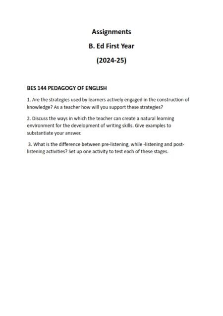 IGNOU BES-144 Solved Assignment 2024-25 English Medium