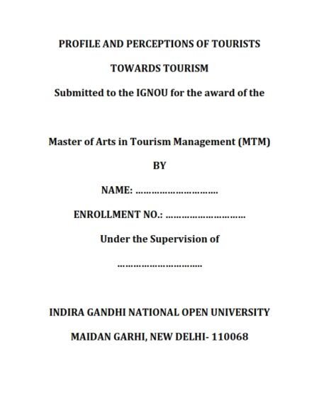 IGNOU MTTM-16 Project Sample-8(MTTM)(Profile And Perceptions Of Tourists Towards Tourism) - Image 2