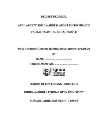 IGNOU RDD-05-MRDP-205 Project Sample-5(PGDRD)(Availability And Awarness About Micro Finance Facilities Among Rural People) - Image 2